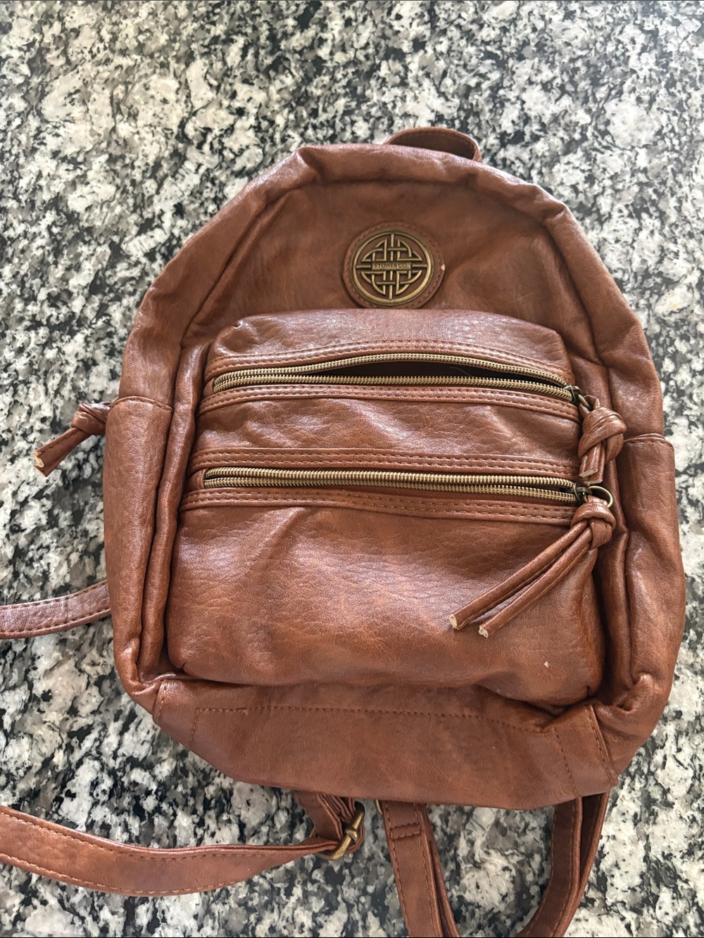 Stone & Co. Tan Smokey Mountain Double Entry Mini Backpack Purse